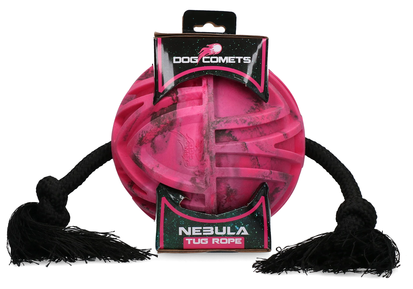 Minge pentru câini cu frânghie care trece prin minge și noduri, Ø 18 cm, roz – Dog Comets Nebula Tug Rope - imagine 1