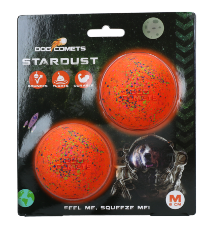 Minge pentru câini din cauciuc M, 6 cm, portocalie, 2 bucăți – Dog Comets Stardust
