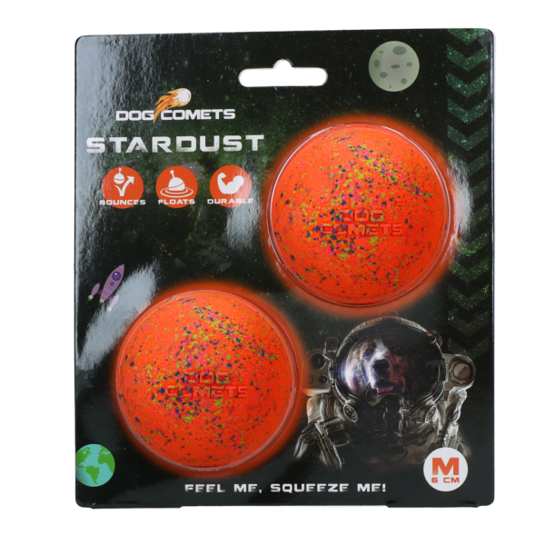 Minge pentru câini din cauciuc M, 6 cm, portocalie, 2 bucăți – Dog Comets Stardust