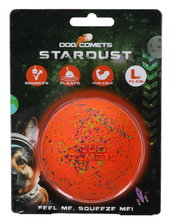 Minge din cauciuc pentru câini L, 7,5 cm, portocalie – Dog Comets Stardust
