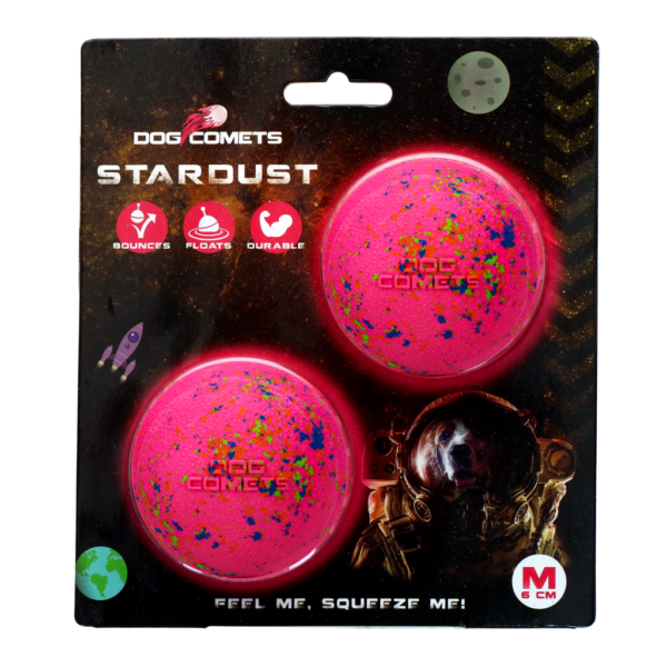Minge pentru câini din cauciuc, roz M, 6 cm, 2 bucăți – Dog Comets Stardust