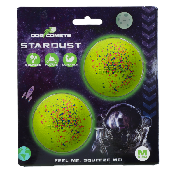 Minge pentru câini din cauciuc M, 6 cm, verde, 2 bucăți – Dog Comets Stardust