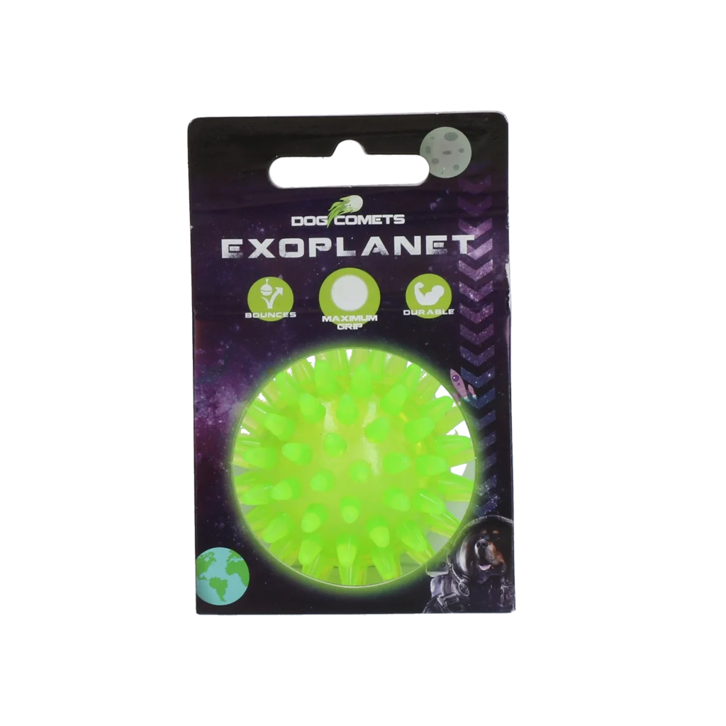 Minge pentru câini cu țepi și chițăitoare, S 5 cm, Verde – Dog Comets Exoplanet - imagine 1