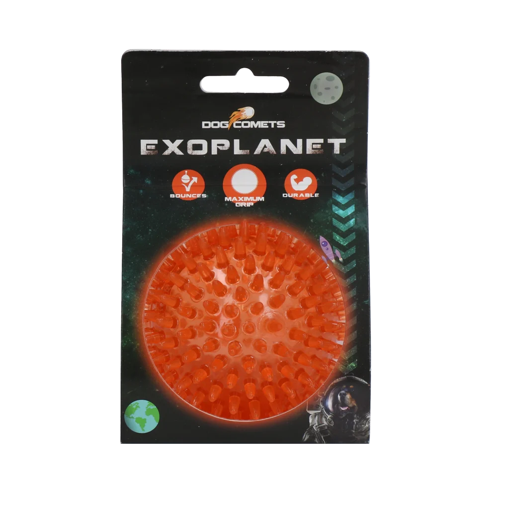 Minge pentru câini cu țepi și piuitor, M 8 cm, portocalie – Dog Comets Exoplanet - imagine 1
