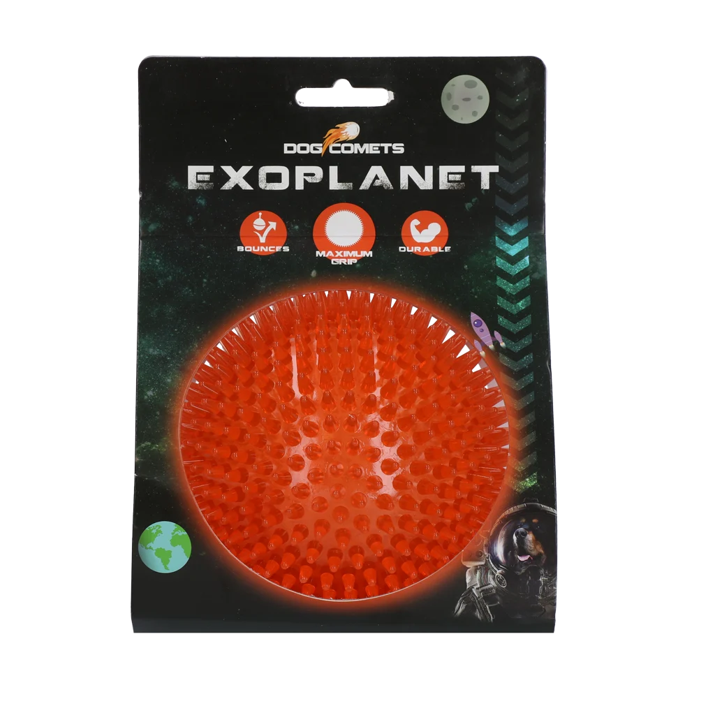 Minge arici pentru câini cu chițăitor, portocalie L, 10,5 cm – Dog Comets Exoplanet - imagine 1