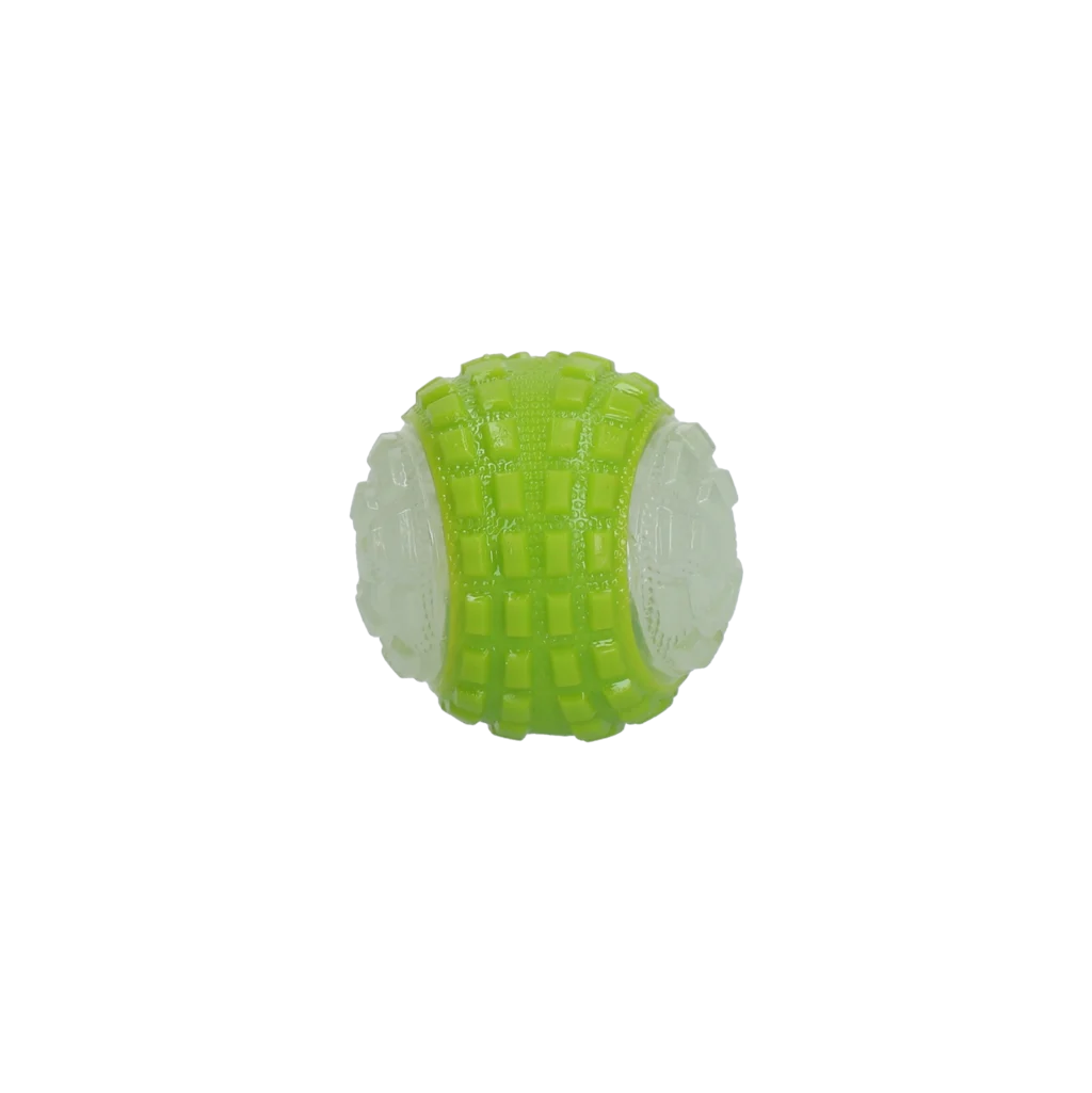 Minge pentru câini cu parte luminoasă și dispozitiv care piuie S, 5 cm, verde – Dog Comets Glow In The Dark Moon Bal - imagine 3
