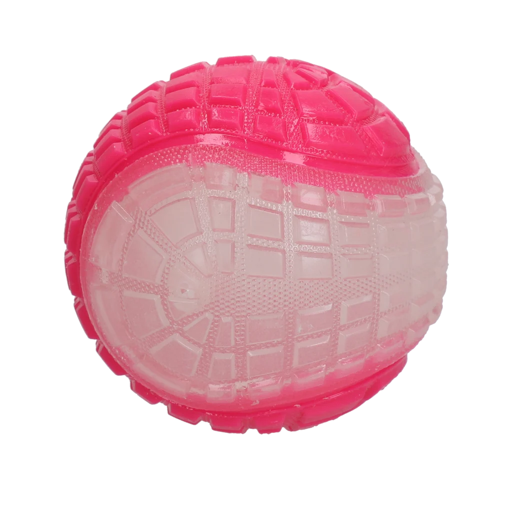 Minge luminoasă pentru câini cu chițăitoare, L 10 cm, roz – Dog Comets Glow In The Dark Moon Bal - imagine 2