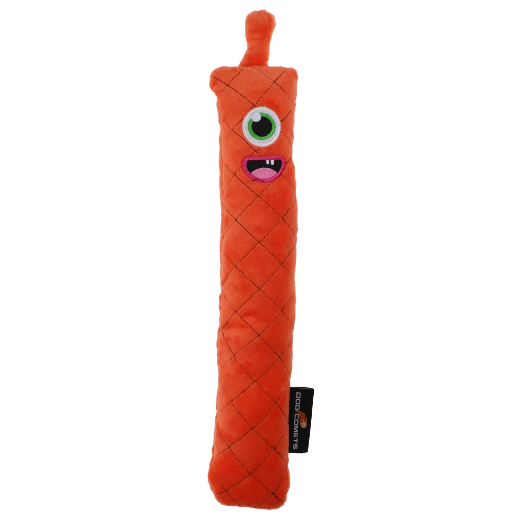 Băț de aport din pluș pentru câini, cu chițcăitoare, portocaliu L, 32 cm – Dog Comets Invaders - imagine 2