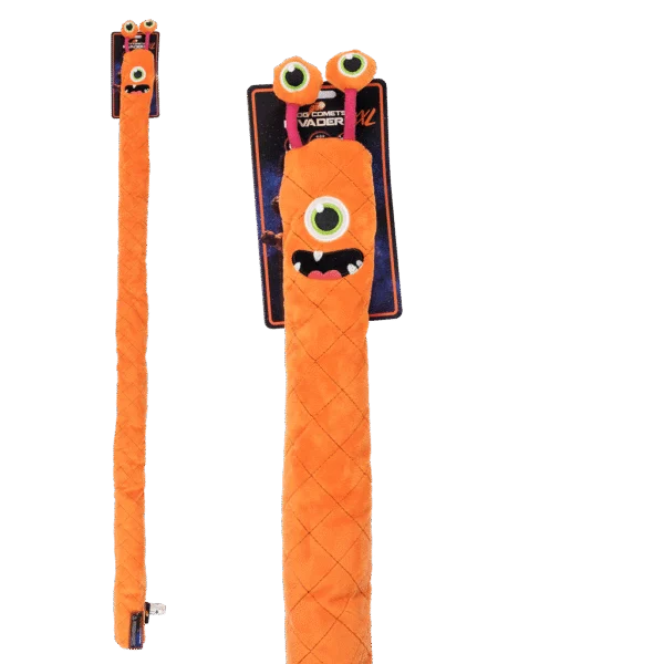 Jucărie mare de pluș pentru câini, cu 3 squeakere, portocalie, 150 cm – Dog Comets Invaders XXL