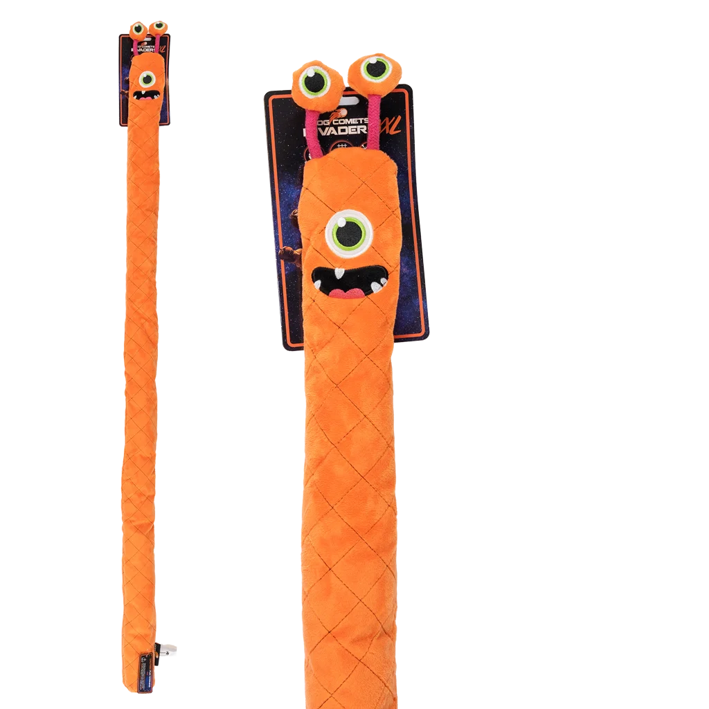 Jucărie mare de pluș pentru câini, cu 3 squeakere, portocalie, 150 cm – Dog Comets Invaders XXL - imagine 1