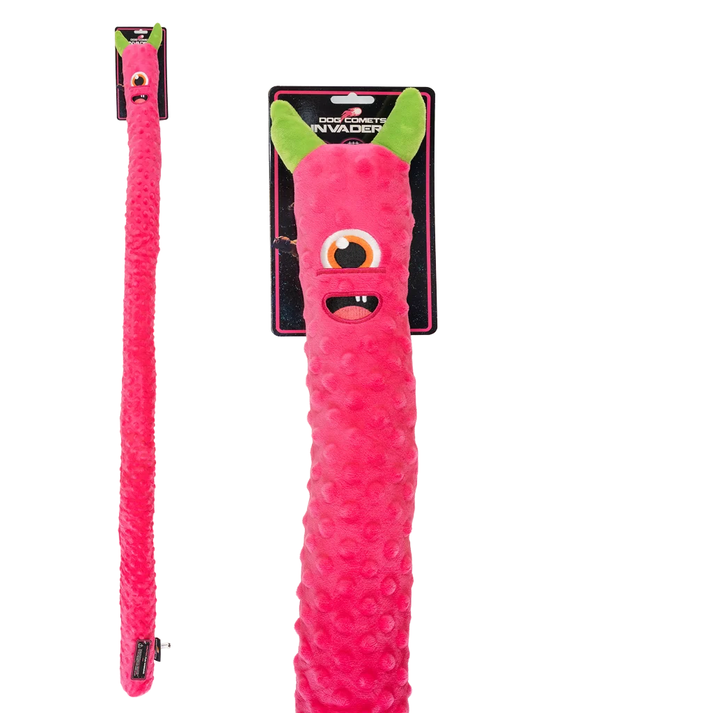 Jucărie mare pentru câini, din pluș, cu 3 chițăitoare, roz, 150 cm – Dog Comets Invaders XXL - imagine 1