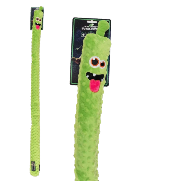 Jucărie mare de pluș pentru câini, cu 3 piuitoare, verde, 150 cm – Dog Comets Invaders XXL