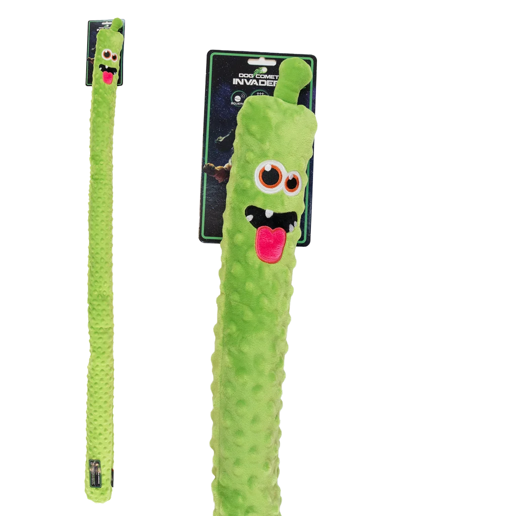 Jucărie mare de pluș pentru câini, cu 3 piuitoare, verde, 150 cm – Dog Comets Invaders XXL - imagine 1