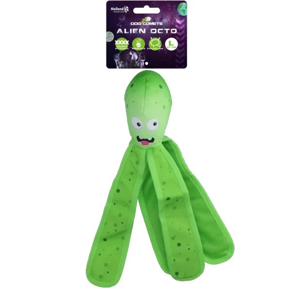 Jucărie pentru câini cu chițăitoare și tentacule foșnitoare, L 37 cm, verde – Dog Comets Alien Octo