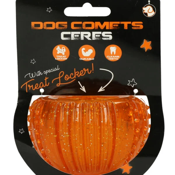 Jucărie pentru recompense din cauciuc TPR, portocalie, ø 7 cm – Dog Comets Ceres - Treat Locker