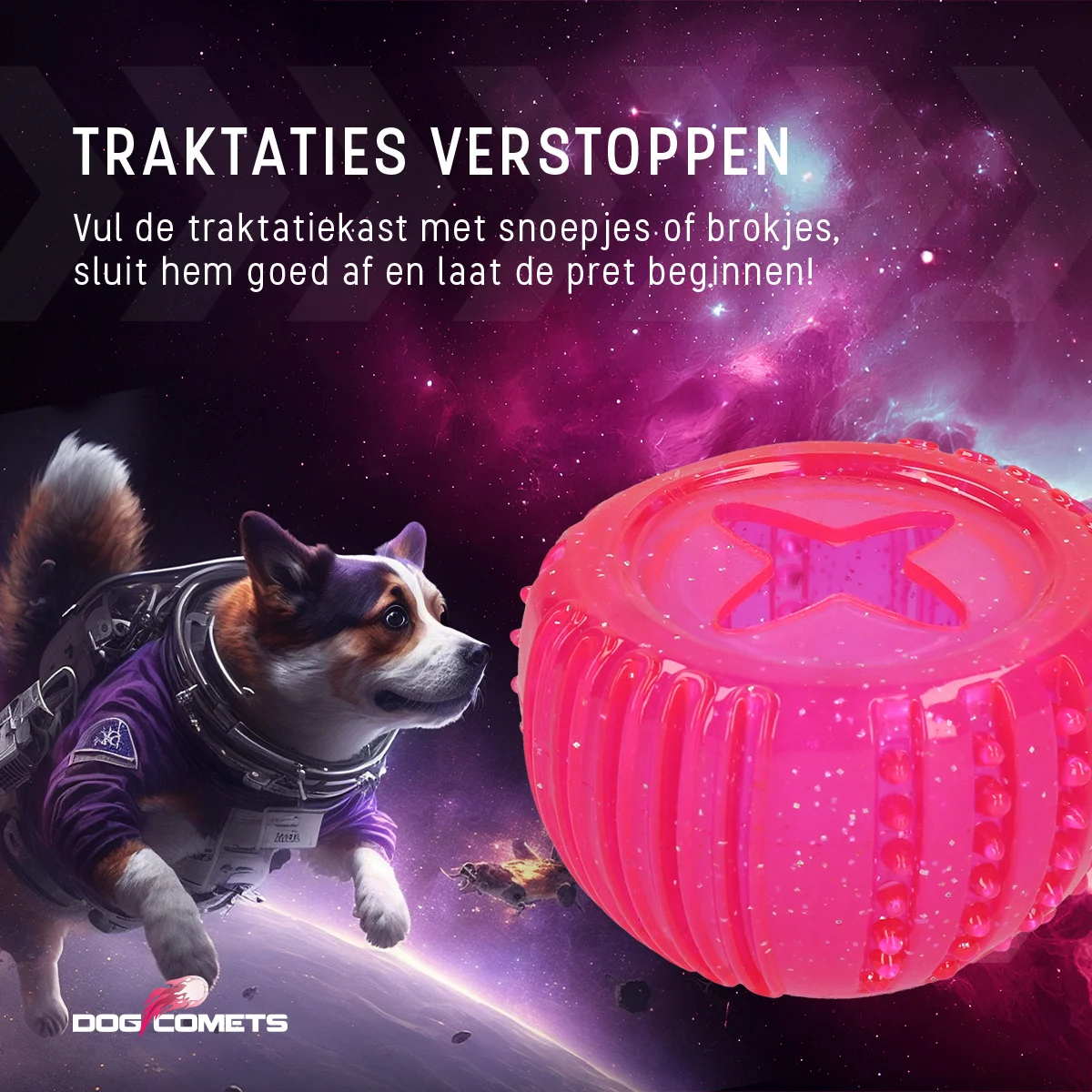 Jucărie pentru recompense din cauciuc TPR, roz, ø 7 cm – Dog Comets Ceres - Treat Locker - imagine 6