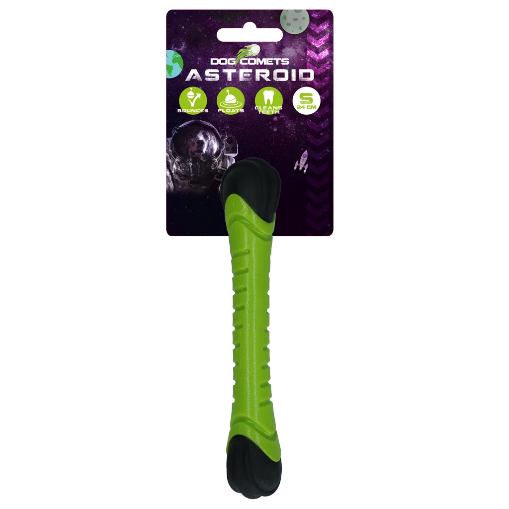 Băț de aport pentru câini cu dispozitiv cu piuit, 24 cm, verde – Dog Comets Asteroid - imagine 1