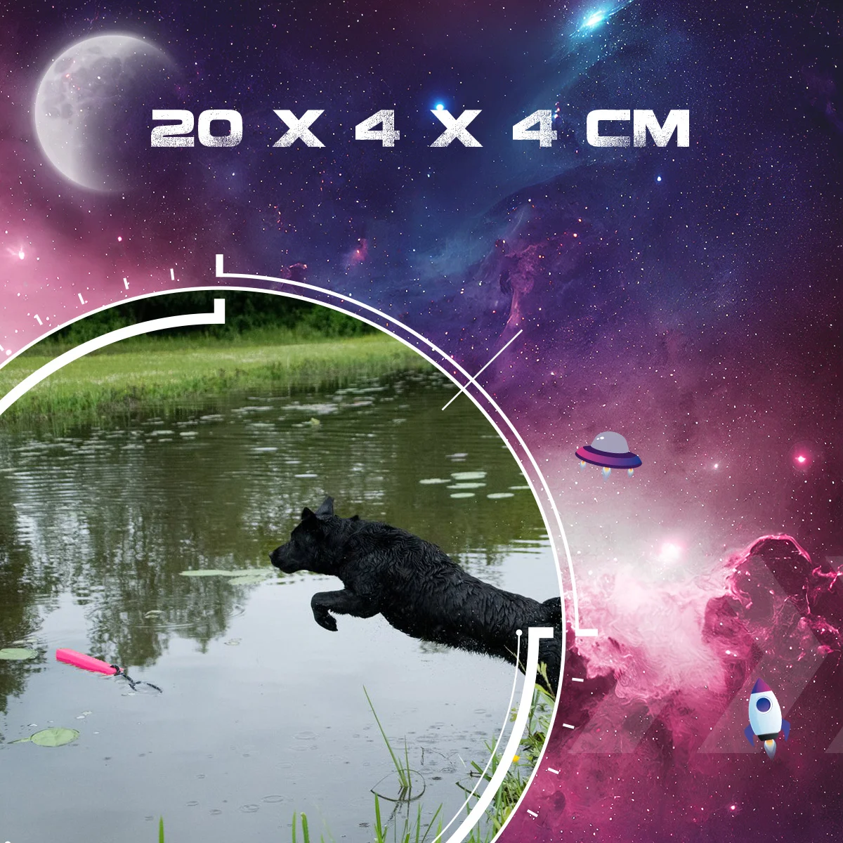 Aportor cu frânghie, plutitor, 20 x 4 x 4 cm, Roz – Dog Comets Orion - imagine 4