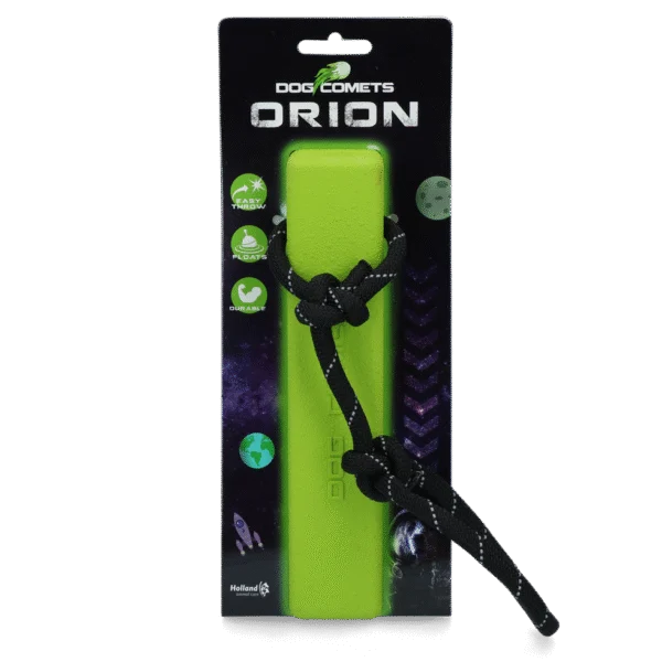 Dummy de aport cu frânghie, plutitor, 20 x 4 x 4 cm, verde – Dog Comets Orion