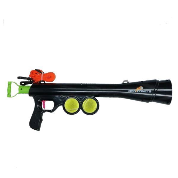 Lansator de mingi pentru câini, cu 2 mingi de tenis, mărimea M, 61 × 18 cm – Dog Comets Comet Launcher