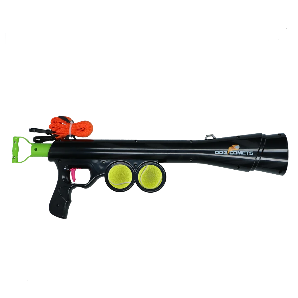 Lansator de mingi pentru câini, cu 2 mingi de tenis, mărimea M, 61 × 18 cm – Dog Comets Comet Launcher - imagine 1