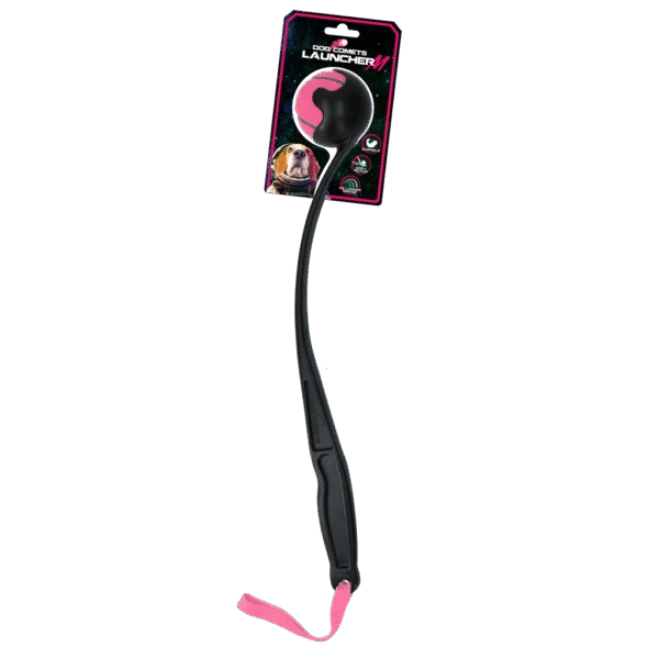 Lansator de mingi pentru câini cu minge de tenis M, 48 cm, roz – Dog Comets Launcher