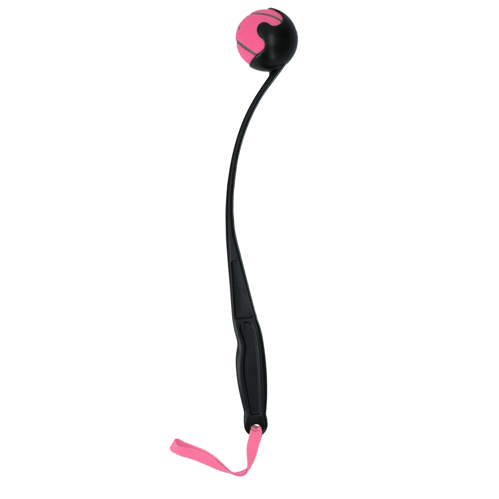 Lansator de mingi pentru câini cu minge de tenis M, 48 cm, roz – Dog Comets Launcher - imagine 2