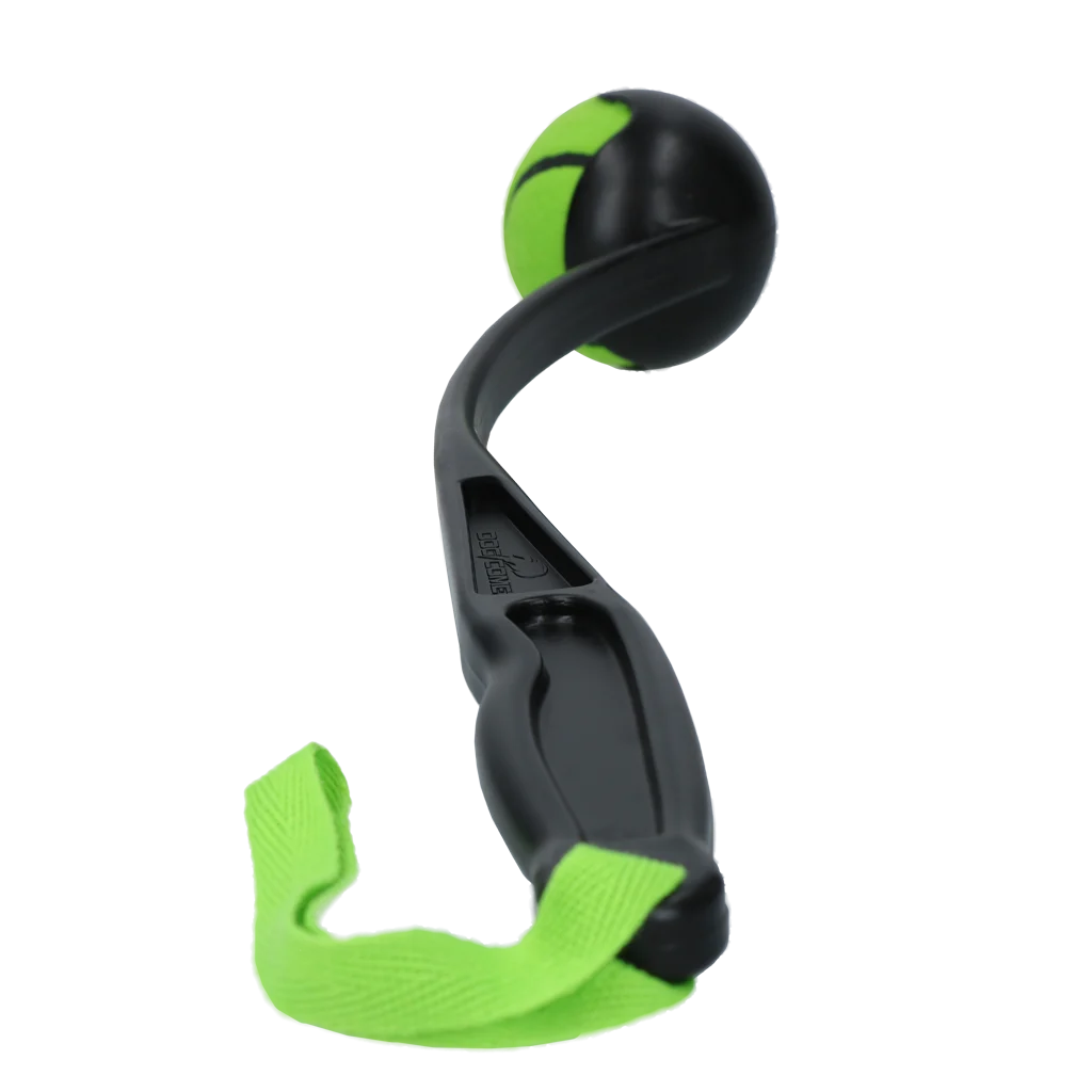 Lansator de mingi pentru câini cu minge de tenis M, 48 cm, verde – Dog Comets Launcher - imagine 3