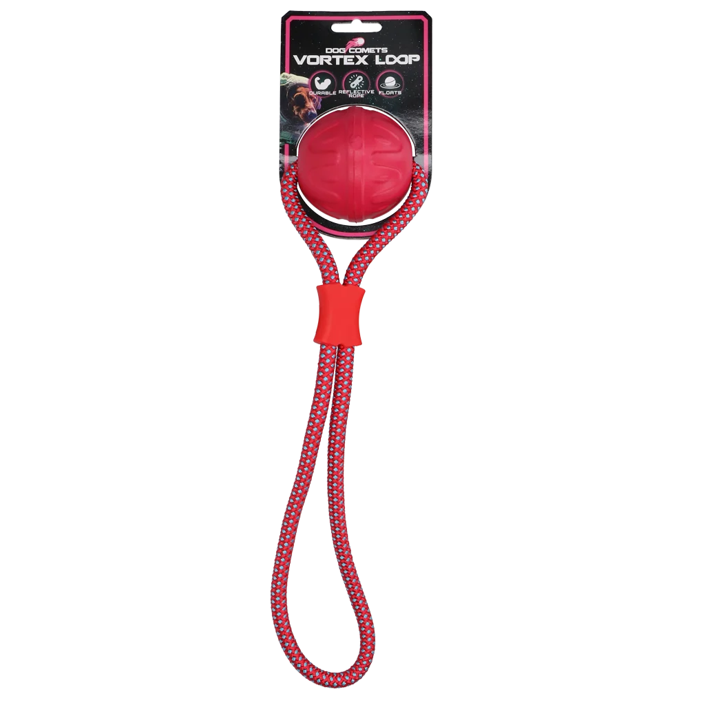 Minge pentru câini cu frânghie reflectorizantă, plutitoare, roz – Dog Comets Vortex Loop - imagine 1