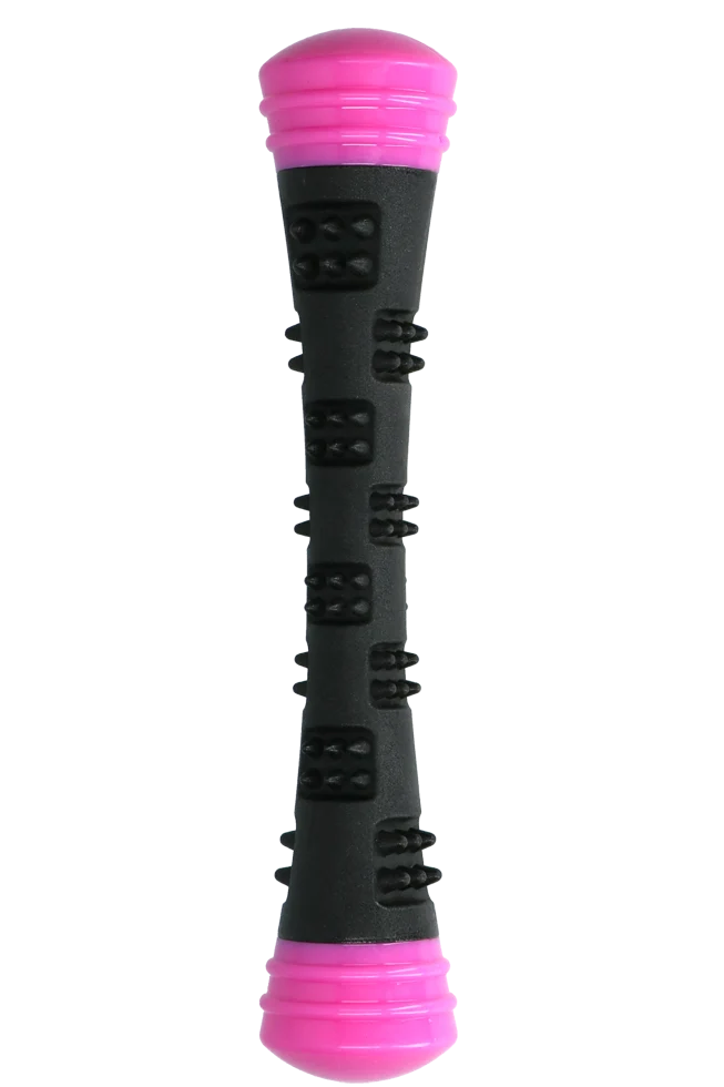 Băț de aport din cauciuc cu chițăitoare, L 32 cm, roz – Dog Comets Meteor - imagine 3