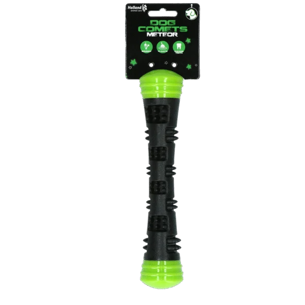Băț de aport din cauciuc cu chițăitoare, S 23 cm, verde – Dog Comets Meteor