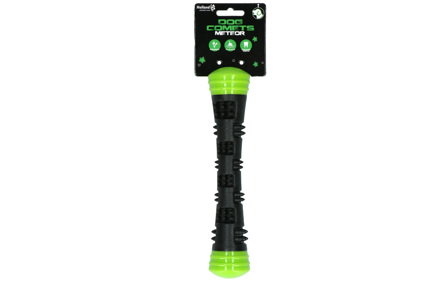 Băț de aport din cauciuc cu chițăitoare, S 23 cm, verde – Dog Comets Meteor - imagine 1