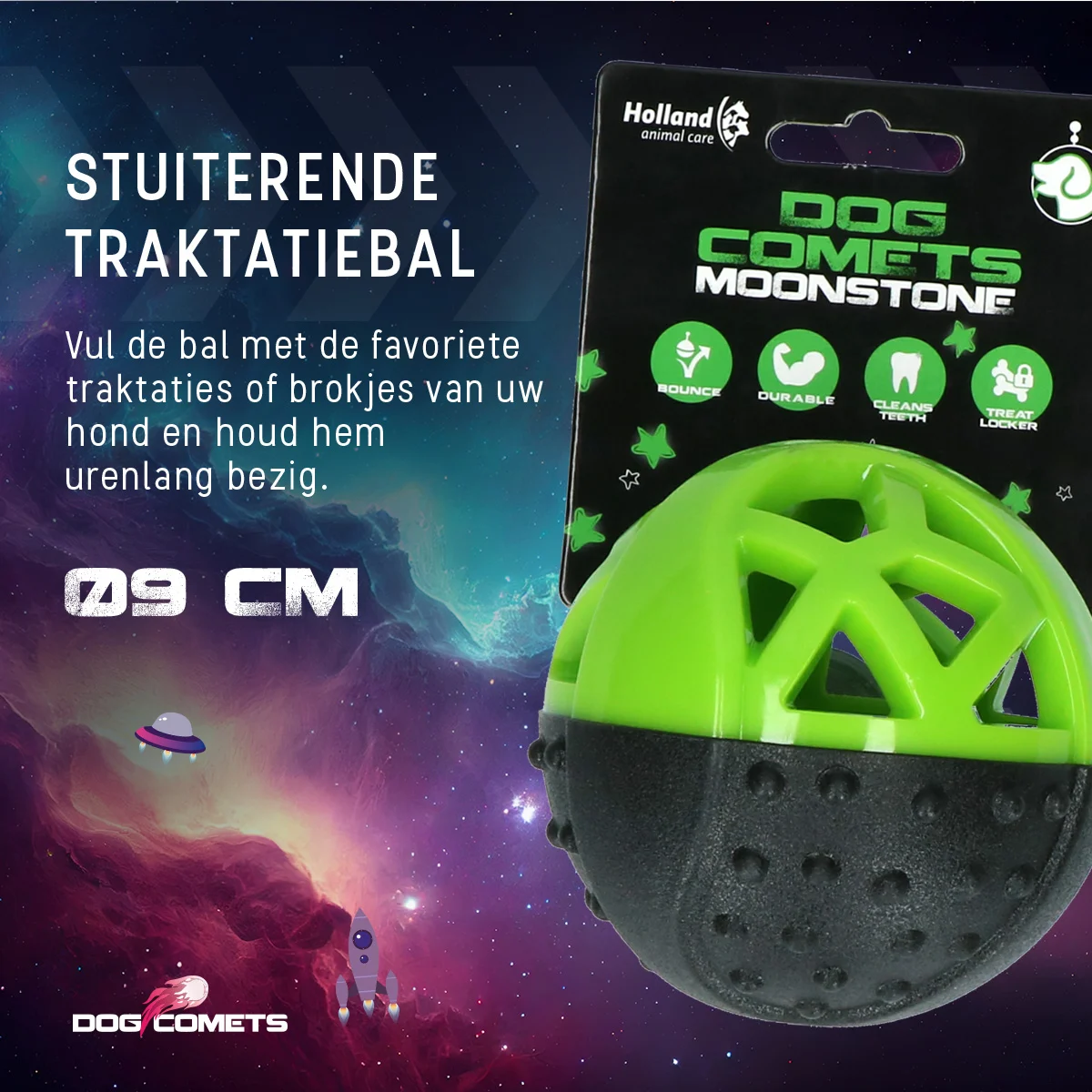 Minge din cauciuc pentru recompense, cu piuitor, verde – Dog Comets Moonstone - imagine 5