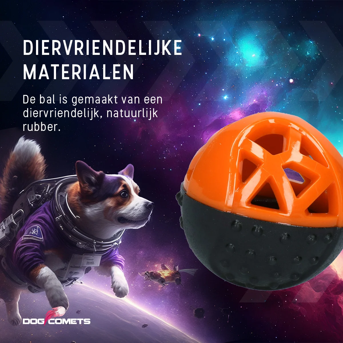 Minge din cauciuc pentru recompense, cu chițăitoare, portocalie – Dog Comets Moonstone - imagine 5