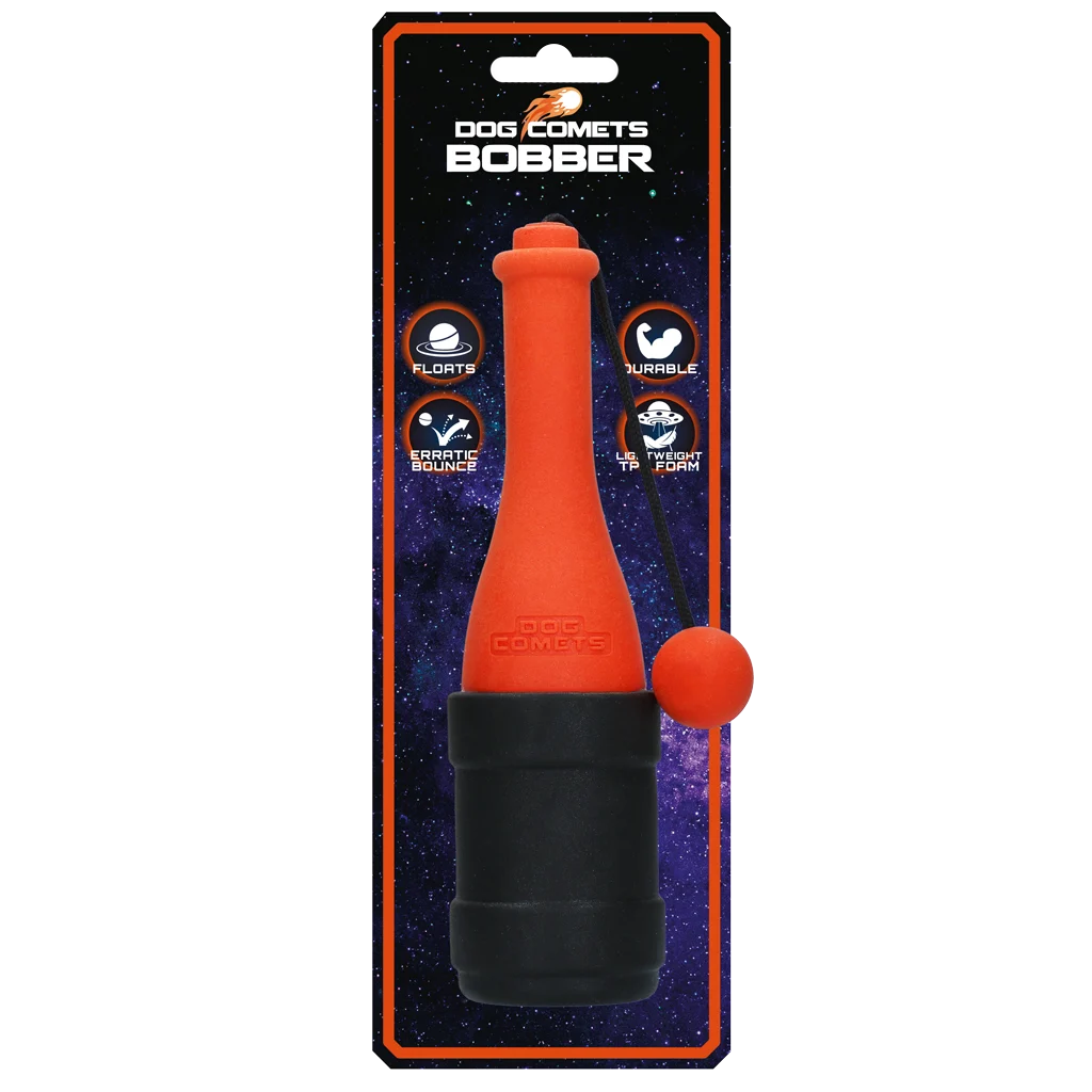 COME077B.png Jucărie de aport cu șnur pentru apă, 23 cm, portocalie – Dog Comets Bobber - imagine 1