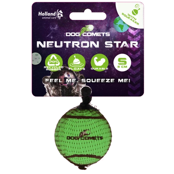 Minge de tenis pentru câini cu piuitor S, Ø 5 cm, verde – Dog Comets Neutron Star