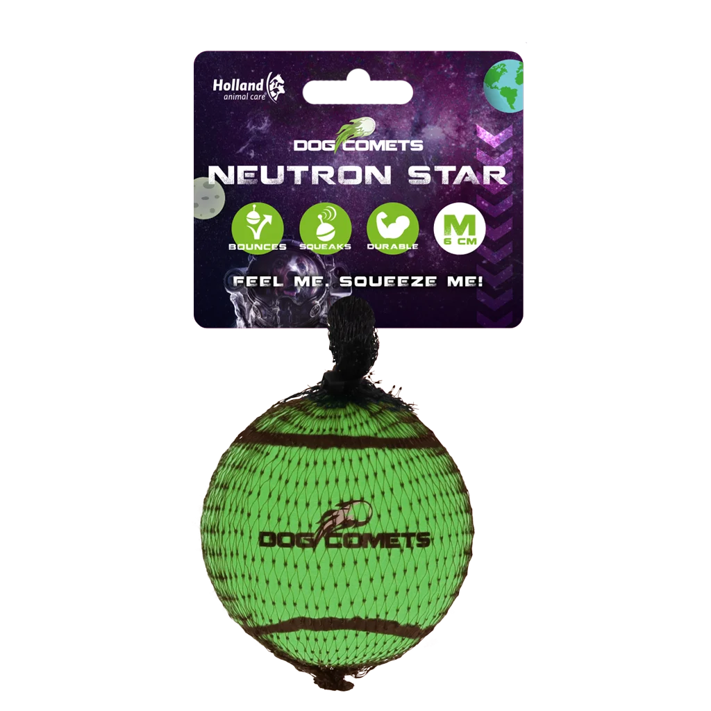 Minge de tenis cu fluierător și margine de cauciuc, verde, M, 6 cm – Dog Comets Neutron Star - imagine 1