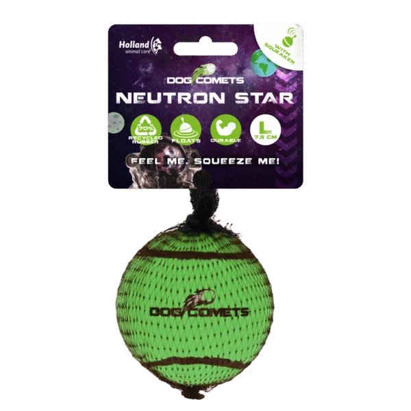 Minge de tenis cu fluierător și margine de cauciuc, verde, L, 7,5 cm – Dog Comets Neutron Star