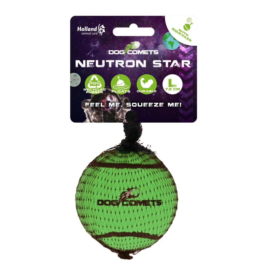 Minge de tenis cu fluierător și margine de cauciuc, verde, L, 7,5 cm – Dog Comets Neutron Star - imagine 1