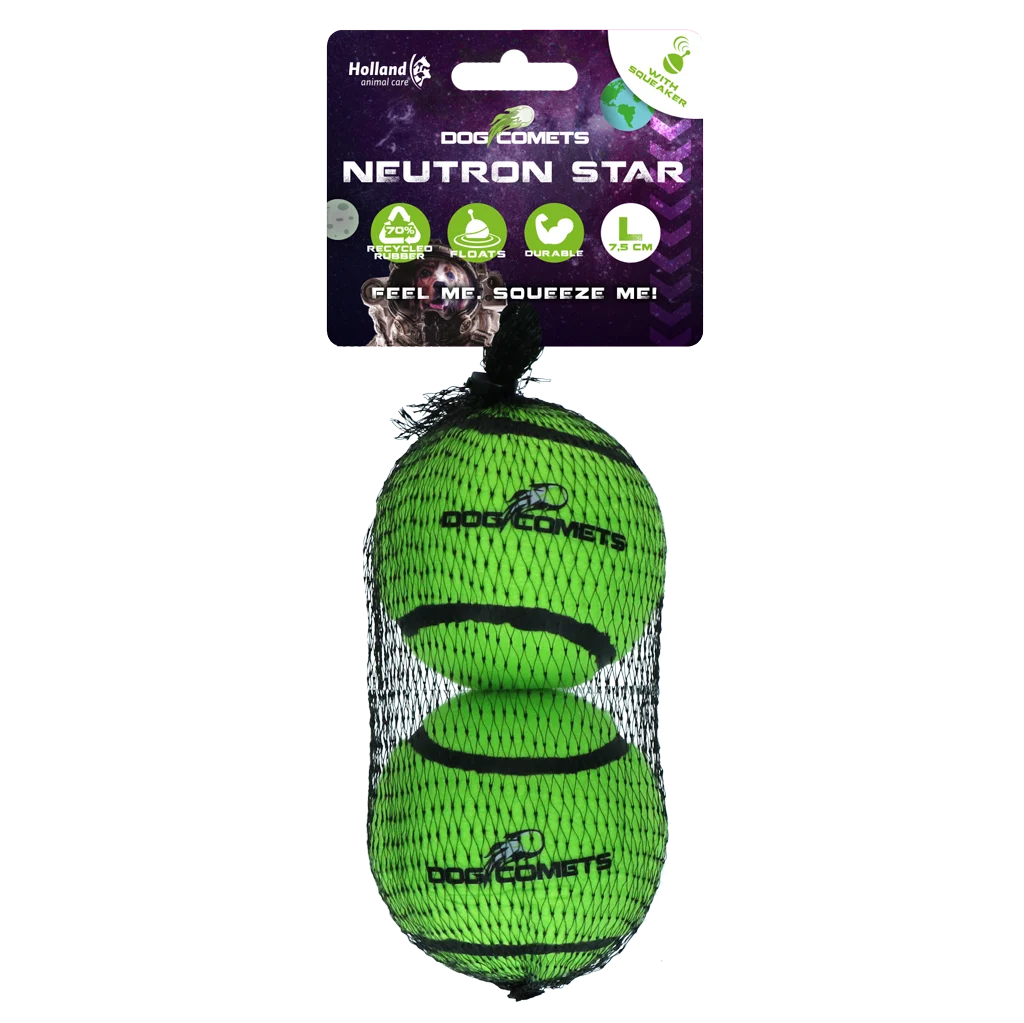 Minge de tenis cu piuitor și bordură de cauciuc, verde L, 7,5 cm, 2 bucăți – Dog Comets Neutron Star - imagine 1