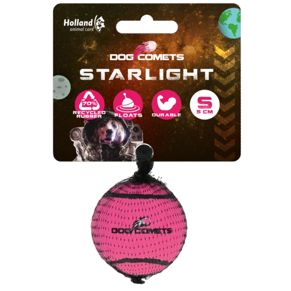 Minge de tenis pentru câini, plutitoare, roz, S, Ø 5 cm – Dog Comets Starlight