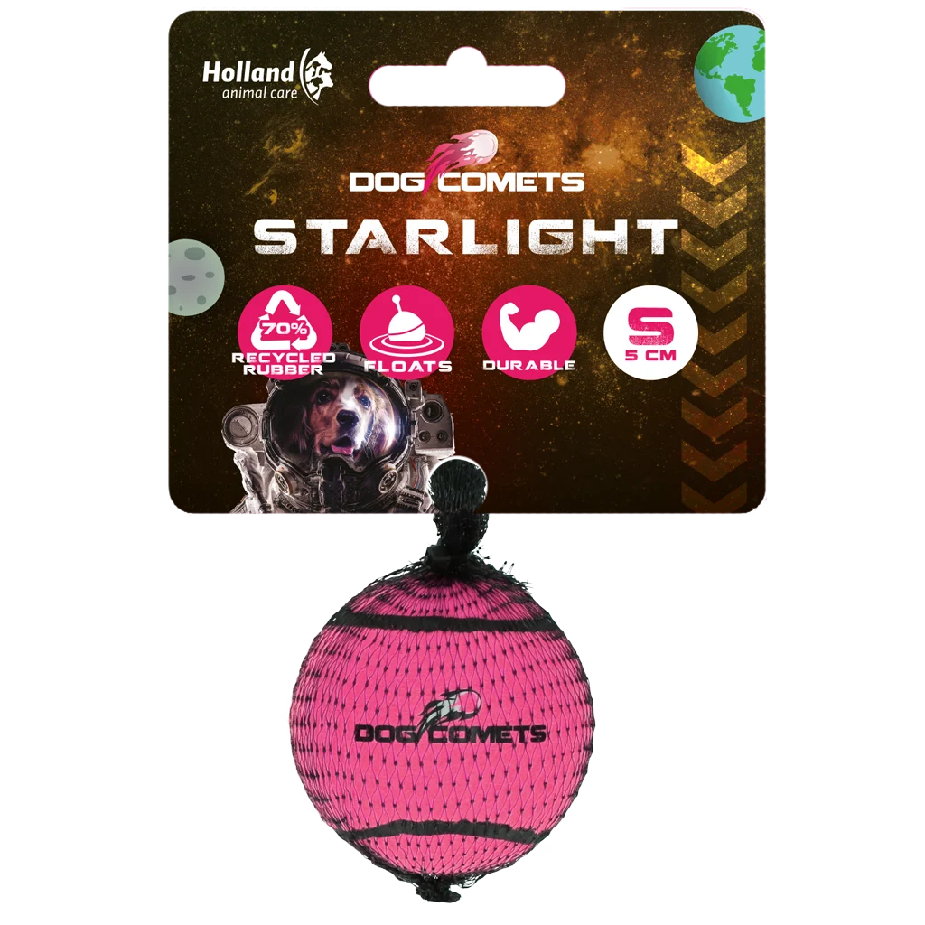 Minge de tenis pentru câini, plutitoare, roz, S, Ø 5 cm – Dog Comets Starlight - imagine 1