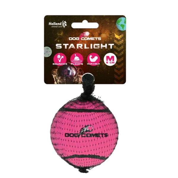 Minge de tenis pentru câini, plutitoare, Ø 6 cm, roz – Dog Comets Starlight