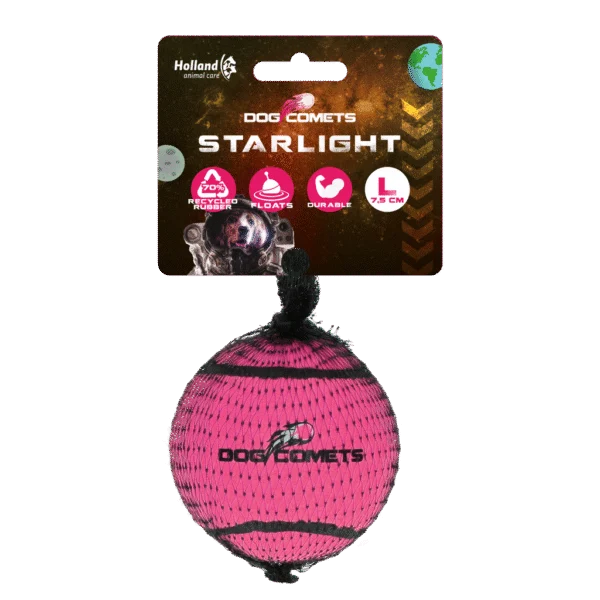 Minge de tenis pentru câini, plutitoare, Ø 7,5 cm, roz – Dog Comets Starlight