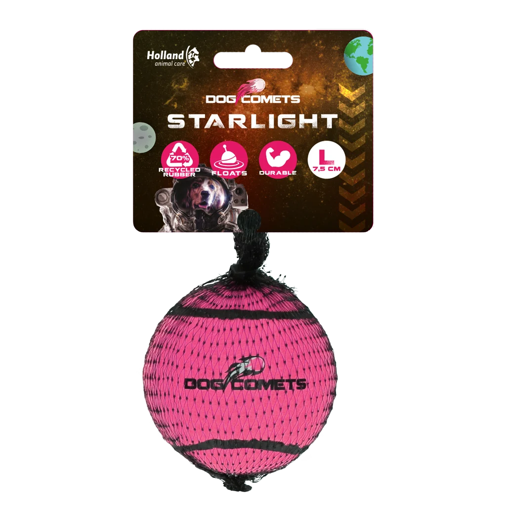 Minge de tenis pentru câini, plutitoare, Ø 7,5 cm, roz – Dog Comets Starlight - imagine 1