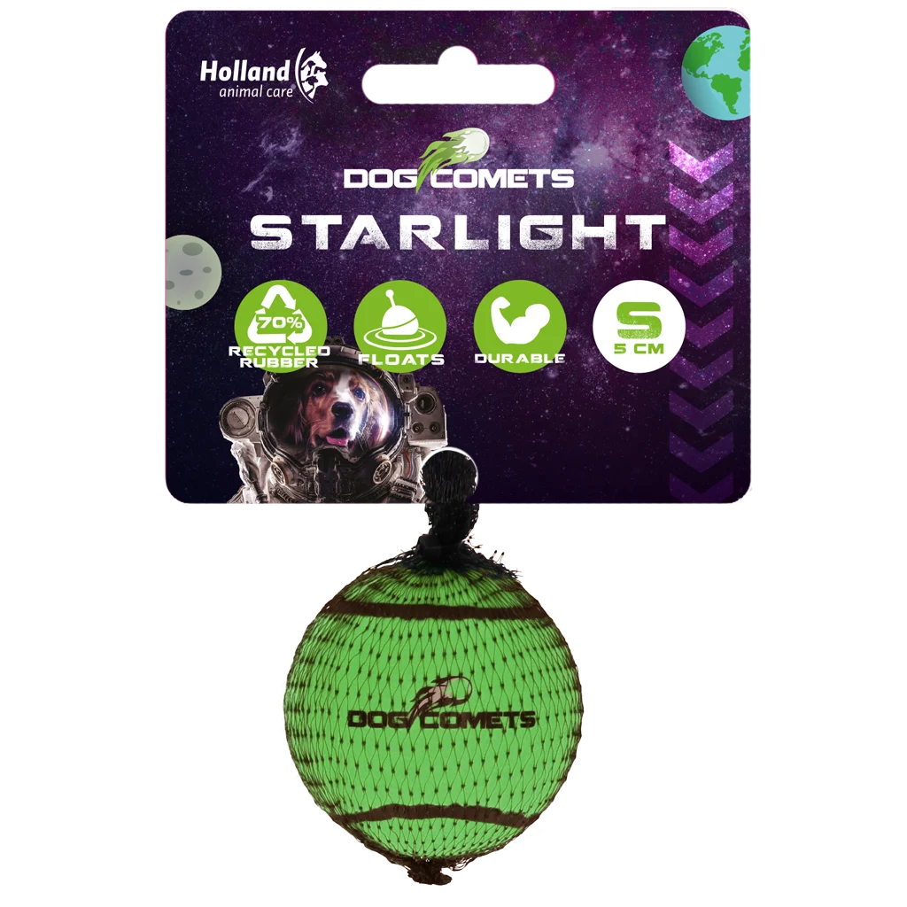 Minge de tenis pentru câini, plutitoare, Ø 5 cm, verde – Dog Comets Starlight - imagine 1