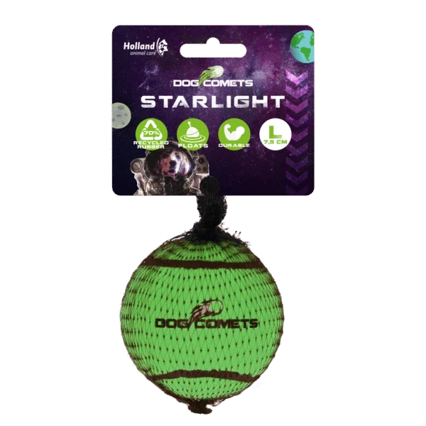 Minge de tenis plutitoare pentru câini L, Ø 7,5 cm, verde – Dog Comets Starlight