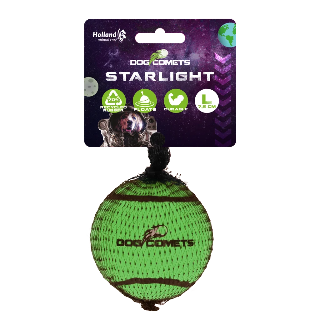Minge de tenis plutitoare pentru câini L, Ø 7,5 cm, verde – Dog Comets Starlight - imagine 1