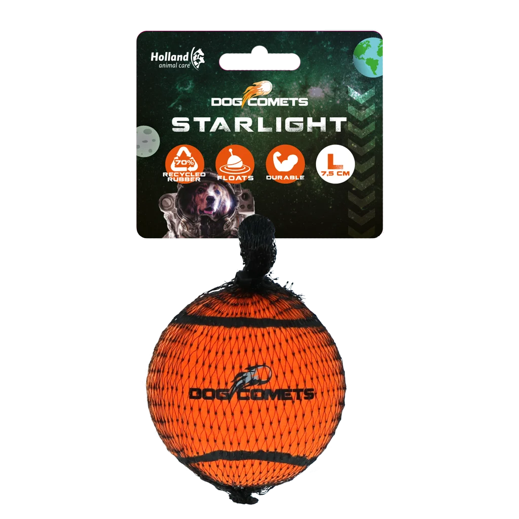 Minge de tenis pentru câini, plutitoare, Ø 7,5 cm, portocalie – Dog Comets Starlight - imagine 1