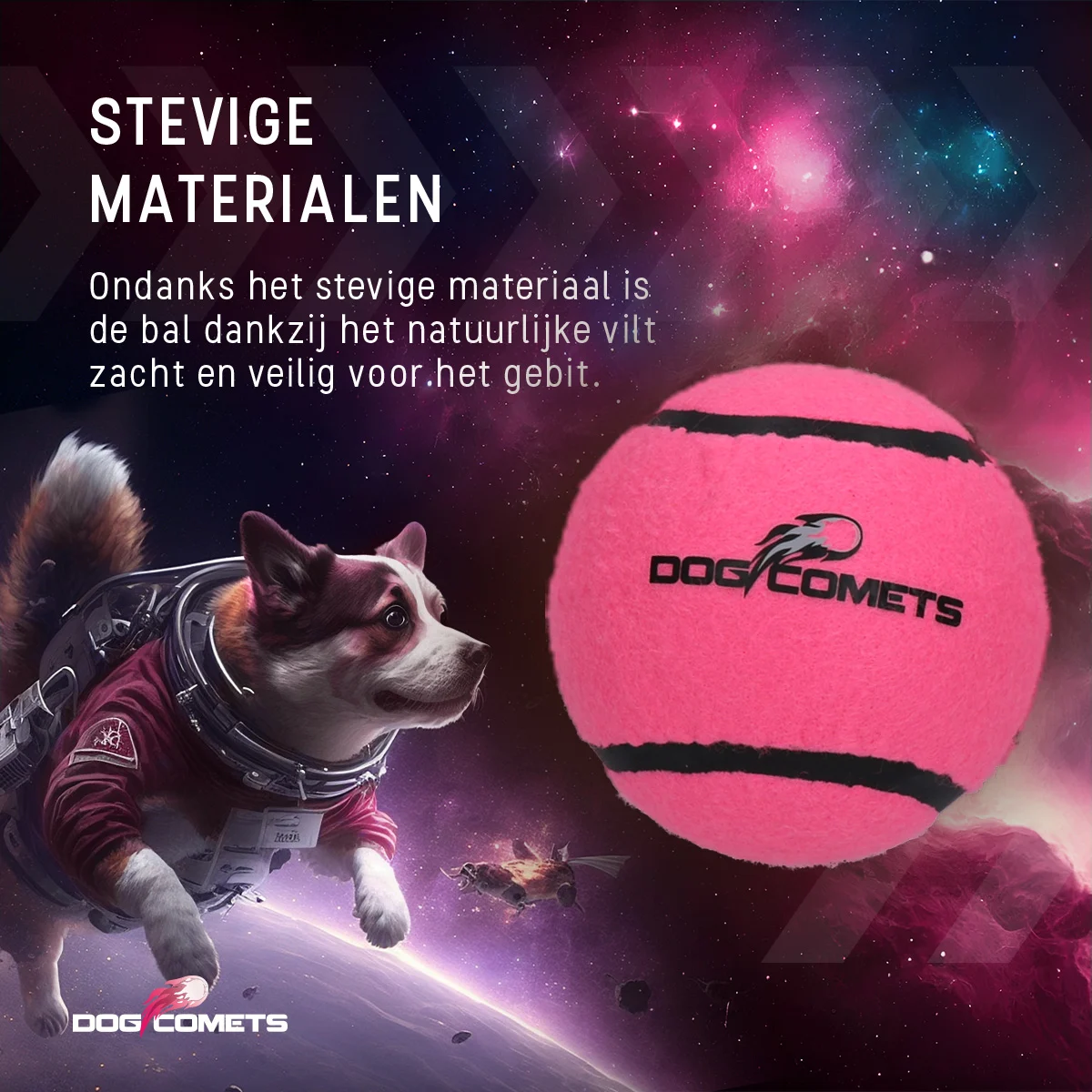 Minge de tenis pentru câini, plutitoare, Ø 6 cm, roz – Dog Comets Starlight - imagine 4